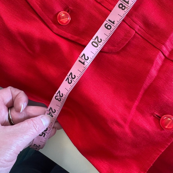 Emma James by Liz Claiborne Red Linen-Blend Button Front Jacket – Size 16 - Picture 11 of 13